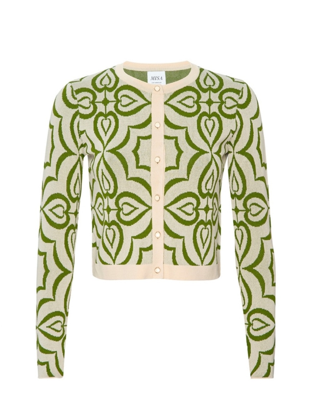 MISA Los Angeles Green Patterned Pansy Cardigan